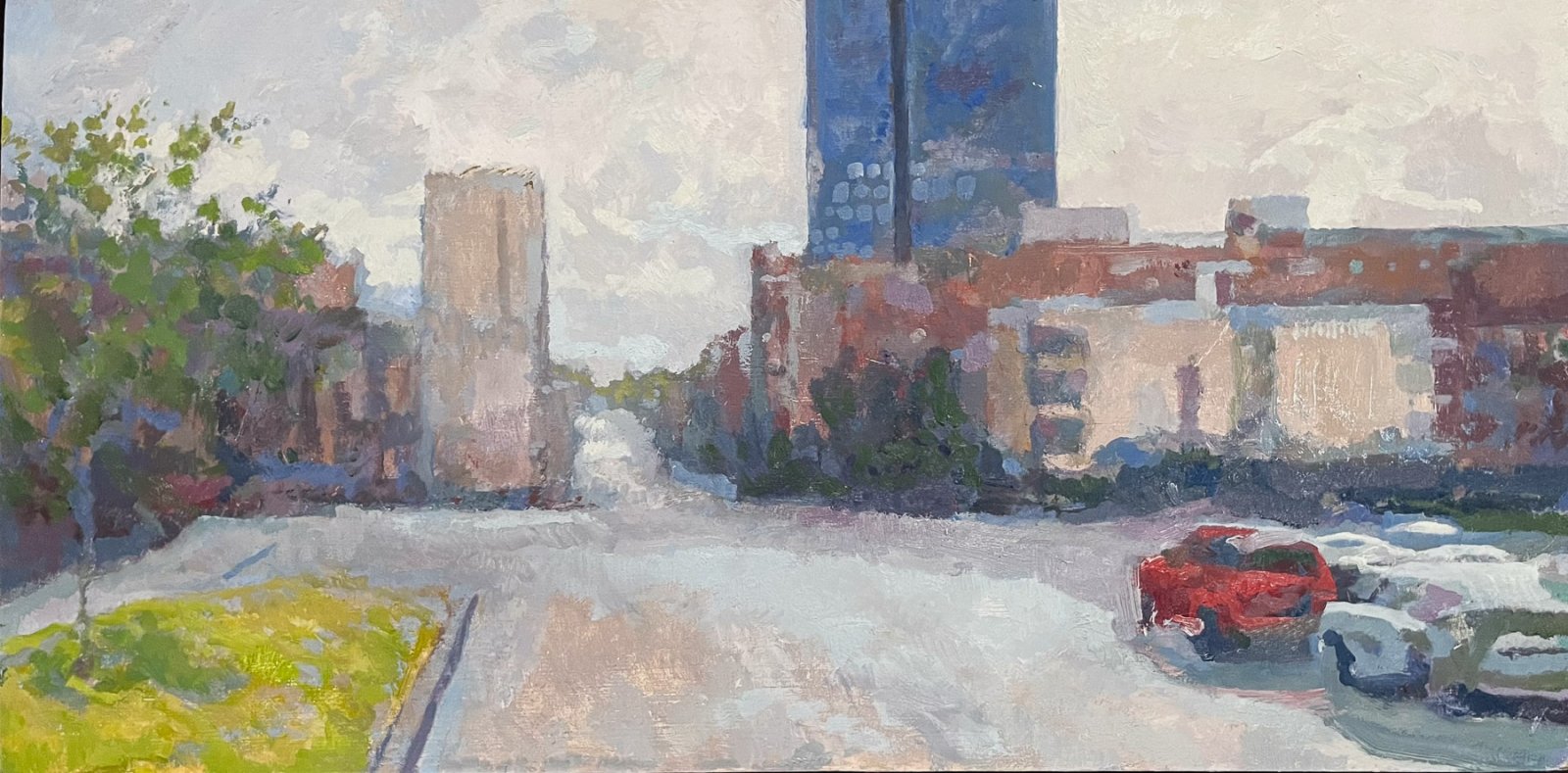 ACROSS 15TH AVENUE, Peter Malarkey, oil on linen, 12 x 24 inches, copyright ©2024